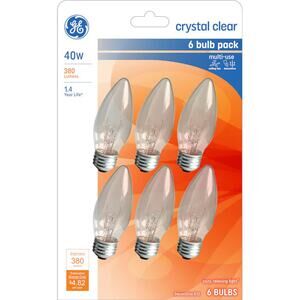 5 PK GE Classic B13 Warm White Medium Base (e-26) Dimmable Light Bulb (30-Bulbs)
